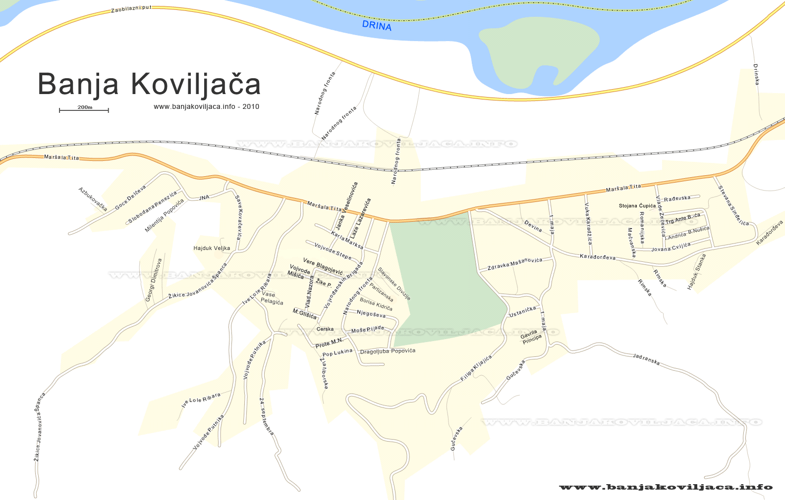 Mapa Banja Koviljača