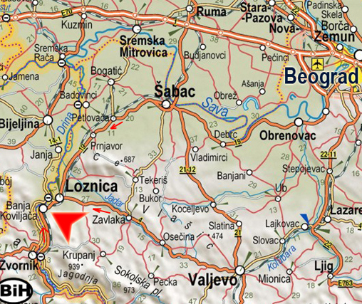 Mapa zapadne Srbije - kako do Banje Koviljače